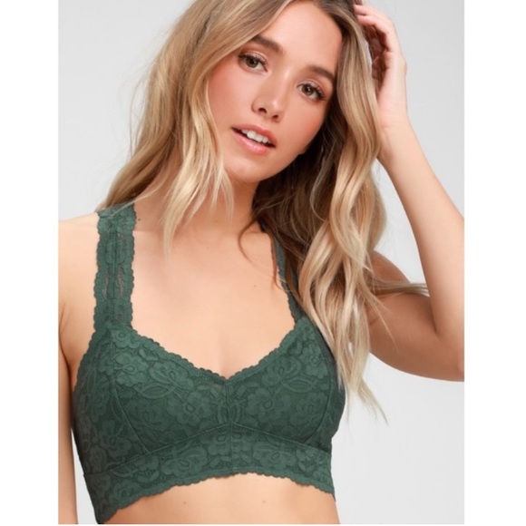 Free People Galloon Emerald Green Lace Racerback Bralette Sizes Small & Medium - Picture 1 of 7